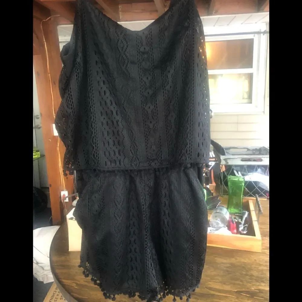 🔥🔥American Rag Cie Energy black shorts Romper . With pockets &pom pom detail